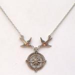 Silver Bird Compass Necklace