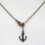 Antiqued Brass Mermaid Anchor Lariat Necklace