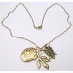 Antiqued Brass Owl Branch Locket Necklace