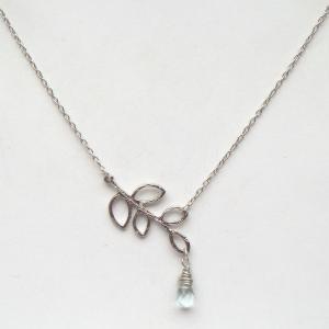 Silver Leaf Quartz Lariat Necklace