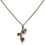 Antiqued Brass Branch Turquoise Necklace