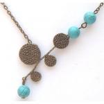 Antiqued Brass Leaf Green Turquoise Necklace