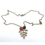 Antiqued Brass Leaf Flower Necklace