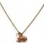Antiqued Brass Hedgehog Allpe Flower Necklace
