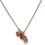 Antiqued Brass Locket Carrousel Coral Necklace