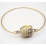 Brass Yellow Porcelain Owl Bracelet
