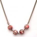 Antiqued Brass Pink Africa Turquoise Necklace