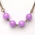 Antiqued Brass Purple Jade Necklace