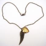 Antiqued Brass Wing Heart Locket Necklace