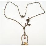 Antiqued Brass Branch Bird Necklace