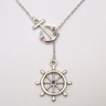 Silver Plated Brass Anchor Helm Necklace