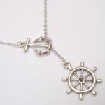 Silver Plated Brass Anchor Helm Necklace