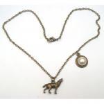 Antiqued Brass Wolf Moon Necklace