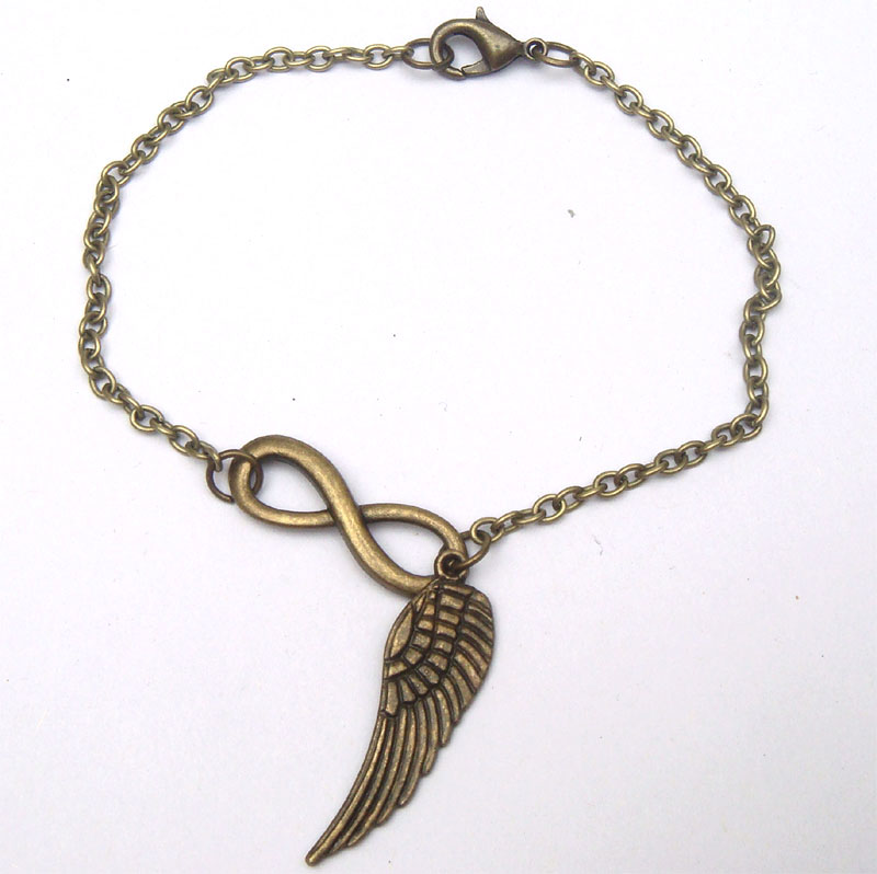 Antiqued Brass Infinity Wing Bracelet