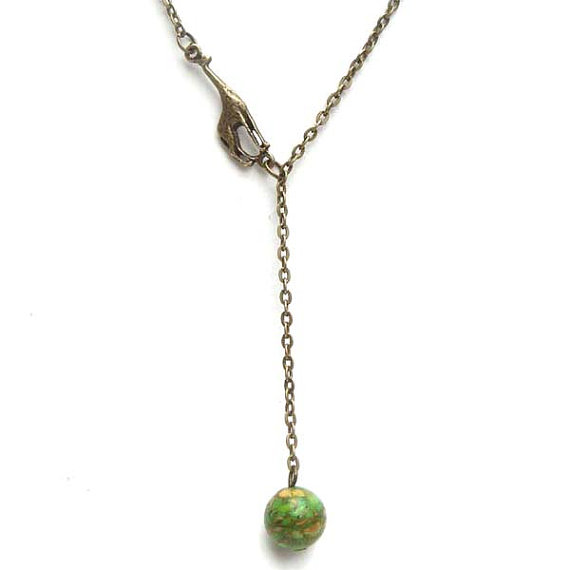 Antiqued Brass Giraffe Turquoise Necklace