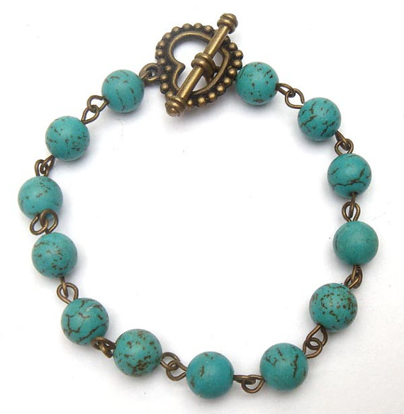 Antiqued Brass Turquoise Bracelet